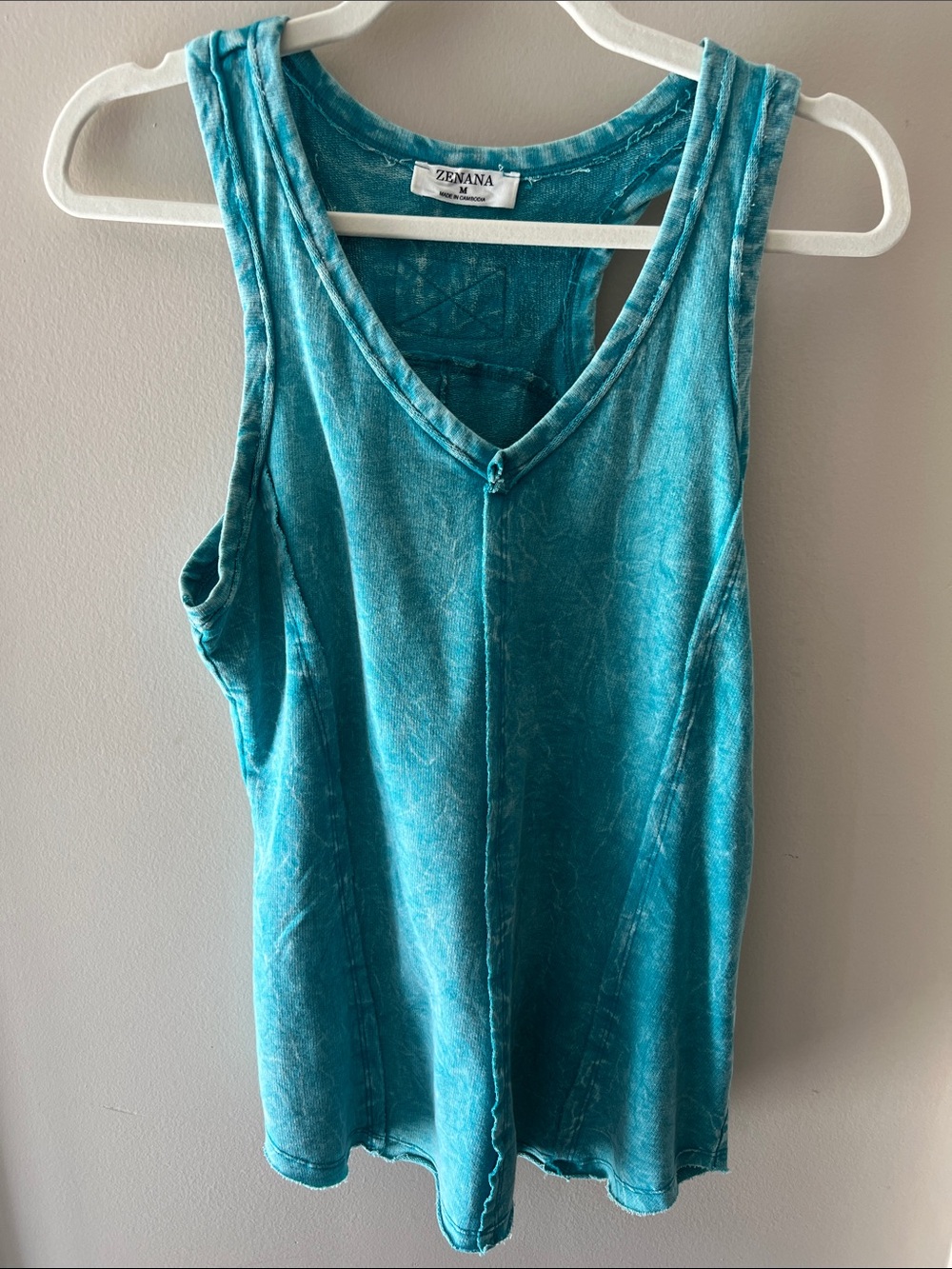 Zenana Outfitters Teal Washed V-Neck Sleeveless Tank